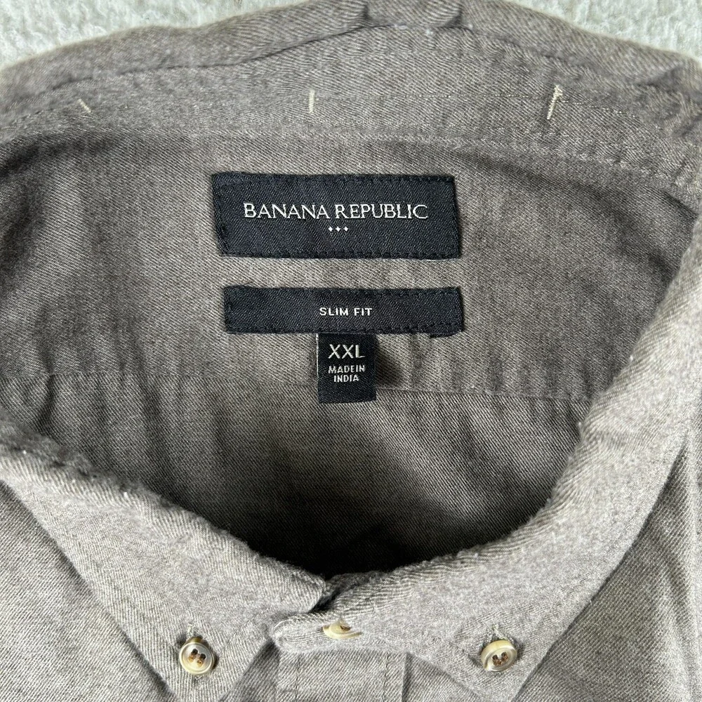 Banana Republic Shirt Mens 2XL Gray Long Sleeve Button Down Slim Fit Casual